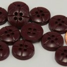 12 Thick Shiny Plum Plastic Buttons 5/8" Almost 16MM # 6226