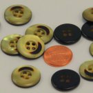 Lot of 12 Pearlized Yellow & Brown Plastic Buttons 3/4" 19mm