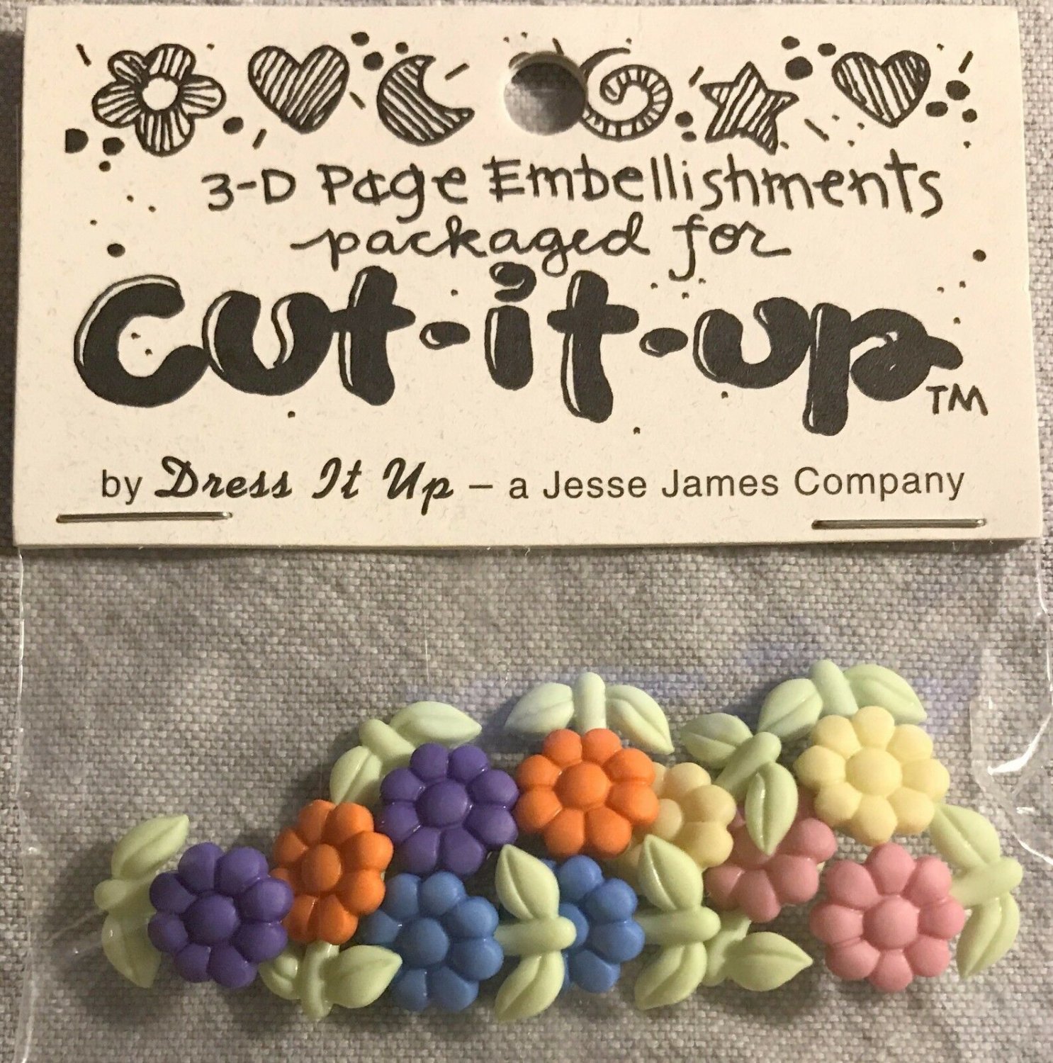 Cut It Up Jesse James Buttons Colorful Shank Flower Floral Buttons Plastic