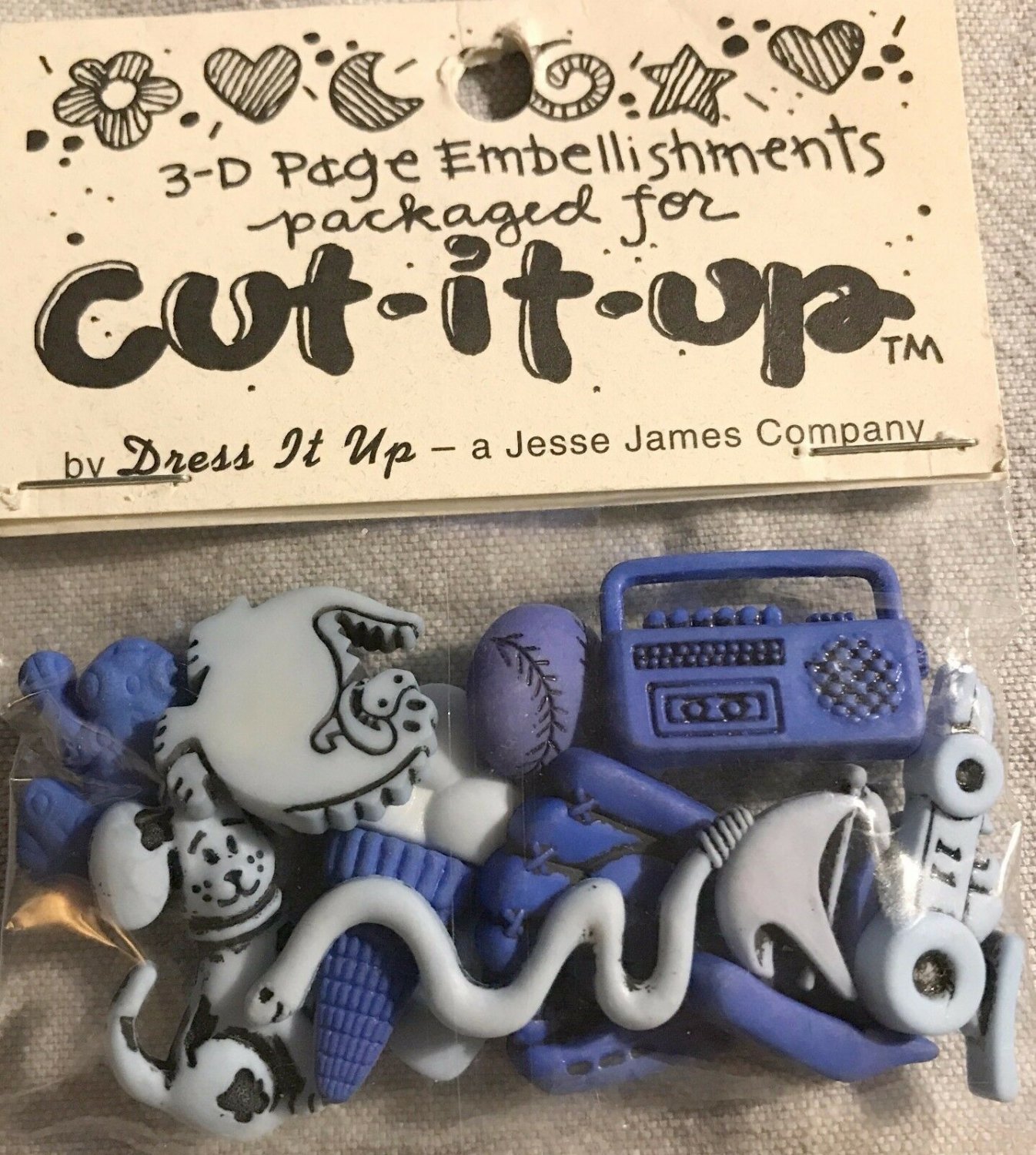 Cut It Up Jesse James Buttons "It's A Boy" Blue Shank Plastic Buttons