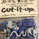 Cut It Up Jesse James Buttons "It's A Boy" Blue Shank Plastic Buttons