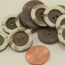Lot of 12 Matte Brown & Cream Plastic Buttons 3/4" 19mm # 6987