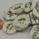 Lot of 12 Off-White & Grey Matte Plastic Buttons 3/4" 19mm # 6991