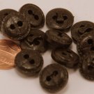 12 Dark Brown Thick Faux Leather Texture ALL Plastic Buttons 9/16" 15MM # 6143