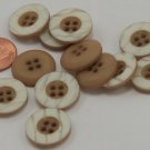 Lot of 12 Camel & Cream Front Plastic Buttons 3/4" 19mm # 6537