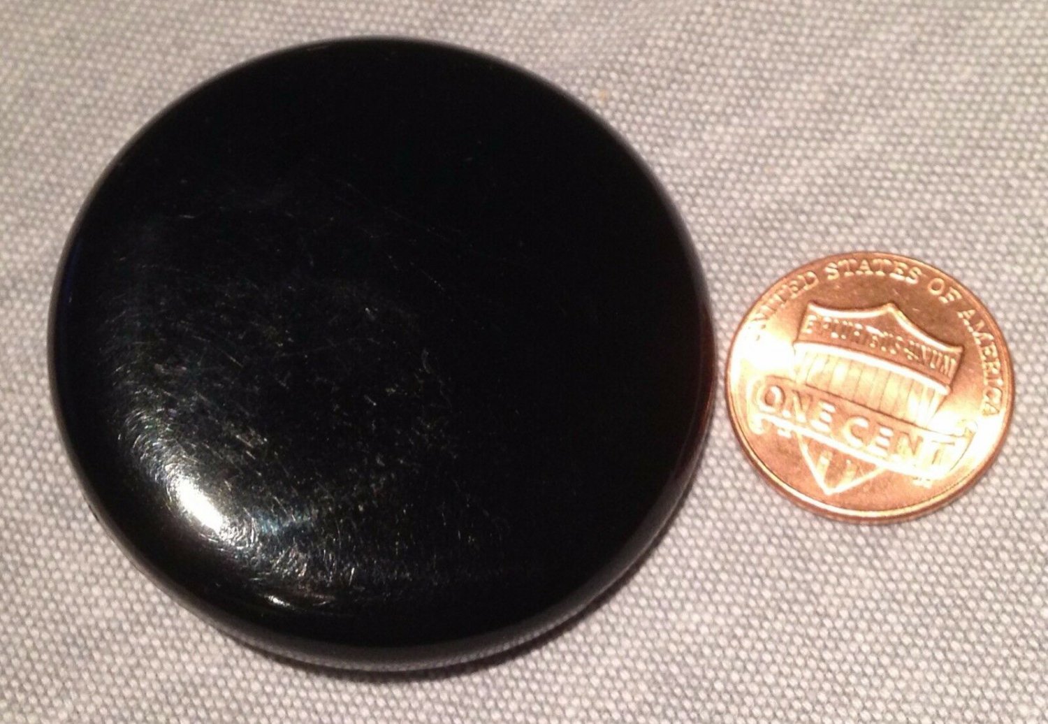 One Large Shiny Black Plastic Shank Coat Button 1 3/4" 44mm # 7603
