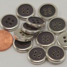 12 Silver Tone Dark Grey Hint of Purple Plastic Buttons 9/16" 15mm # 6650