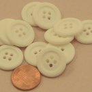 Lot of 12 Matte Cream Plastic Buttons Just Over 3/4" 20mm # 6660