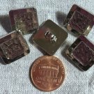 5 Square Shiny Silver Tone Plastic Shank Buttons Hammered Look 16mm 5/8" 8985
