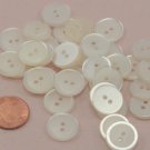 Lot of 24 Pearlized Edge Matte Center Cream Plastic Buttons 9/16" 15mm # 6647