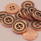 12 Copper Tone Plastic Black Accent Sew-through Buttons 3/4" Almost 20MM # 6338