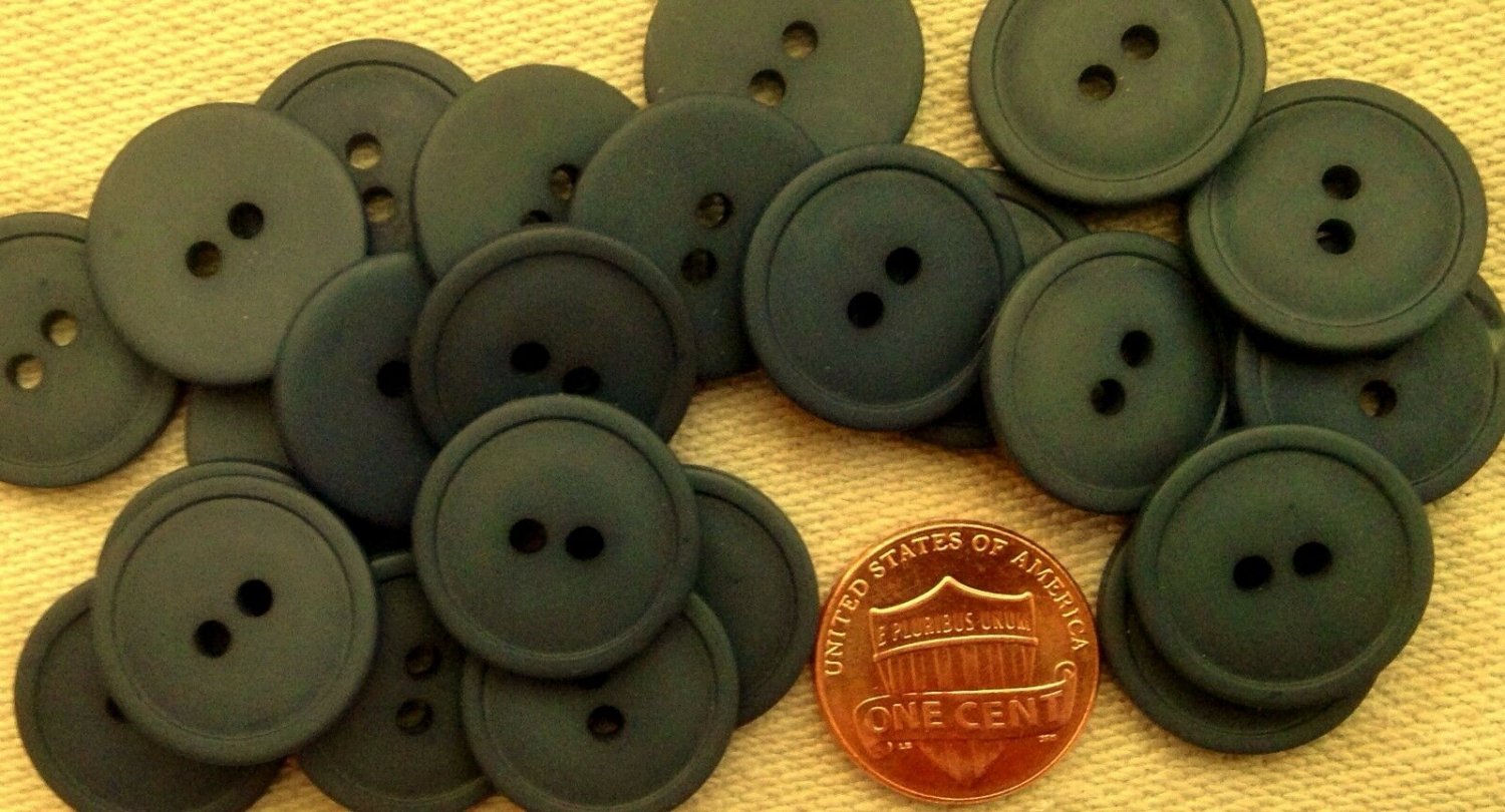 12 Matte Dark Muted Teal Plastic Buttons Almost 3/4" 18.5mm # 7162
