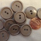 12 Matte Center Shiny Lip Taupe Plastic Buttons 3/4" 19mm # 7163