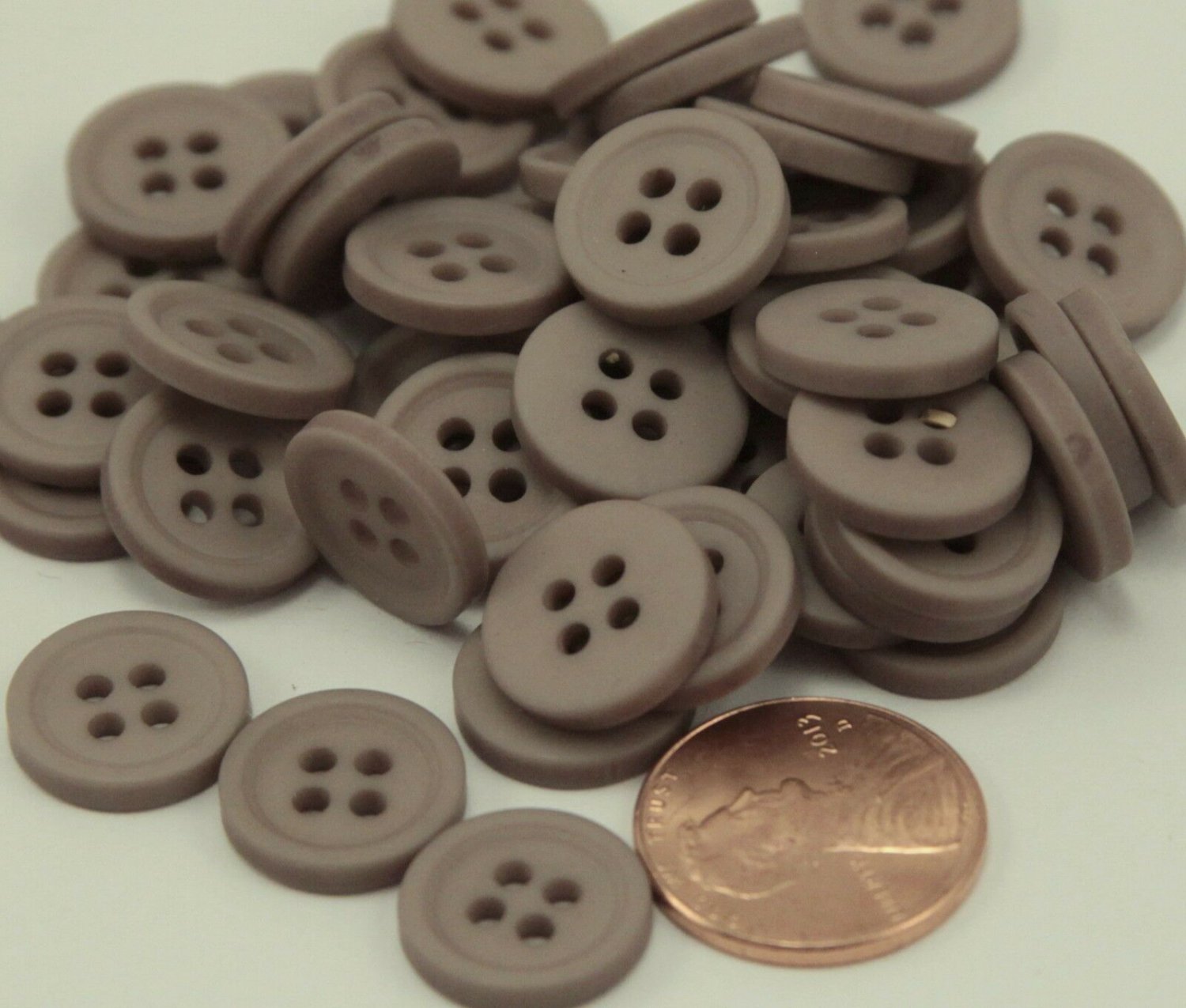 24 Matte Taupe Plastic Sew-through Buttons Almost 9/16" 13.5MM # 6380