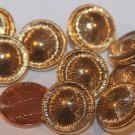 12 Gold Tone Plastic Domed Black Accent Buttons Hair Over 11/16" 18mm # 5869
