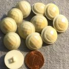 12 Shiny Cream Faceted Domed PLASTIC Shank Buttons 3/4" 19MM Lot # 2837