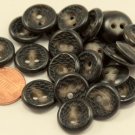 Lot of 24 Concave "Carved" Dark Brown Plastic Buttons 9/16" 15mm # 6985