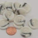 Lot of 12 Shiny Black White Semi-Translucent Plastic Buttons 7/8" 23mm # 6643