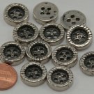 Lot of 12 Shiny Concave Silver Tone Plastic Buttons 5/8" 16mm # 6500