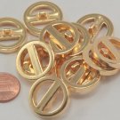 12 Pierced Gold Tone Plastic Buttons 7/8" 23mm # 7043