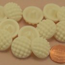 12 Cream PLASTIC Berry Design Domed Buttons 3/4" 19MM # 6289