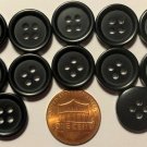 12 Black Plastic 4-hole Sew-through Buttons 5/8" 15.5MM 10237