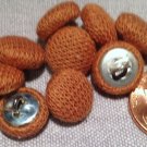 10 Light Brown Knit Fabric Covered Domed Shank Buttons 7/16" 11.5mm # 7851