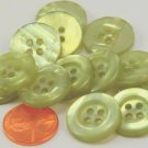 12 Pearlized Pale Muted Green Plastic Sew-through Buttons 3/4" 19MM # 6384
