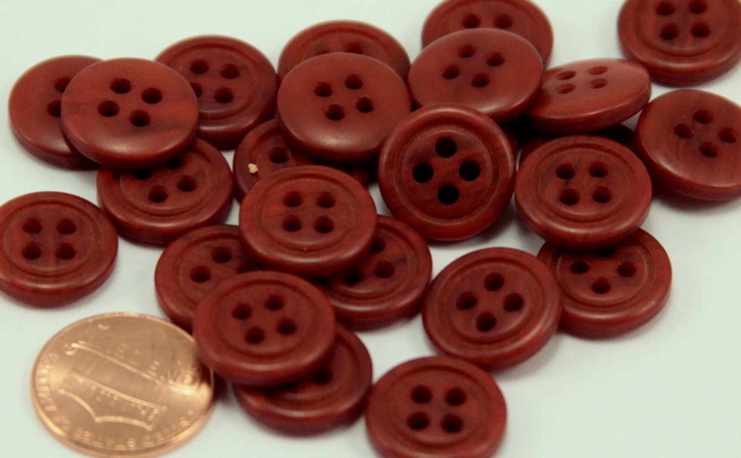 24 Dark Muted Red Plastic Buttons 9/16" 14MM # 6227