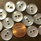 12 Pearlized Off-white Plastic Sew-through Buttons 9/16" 14.5mm 10339