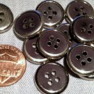 12 Shiny Silver Tone Metal Charcoal Plastic Buttons Almost 5/8" 15.2mm # 7756