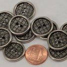 12 Silver Tone Metal Black Accent Sew-through Buttons 3/4" 19MM # 6311