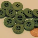 12 Matte Dark Muted Green Plastic Buttons 3/4" 19MM # 6296