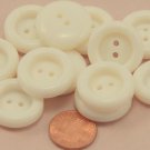 Lot of 12 Shiny Cream Thick Concave Plastic Buttons 7/8" 23mm # 6655
