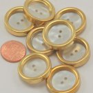 8 Large Concave Gold Tone Plastic Buttons Faux MOP 15/16" 24.5mm # 7046