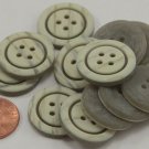 Lot of 12 Matte Cream & Grey Marblized Plastic Buttons 7/8" 23mm # 6959
