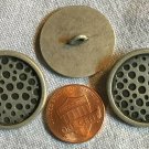 3 Matte Silver Tone Shank Metal Buttons Black Accent Flat Top 1" 25.2mm 8763