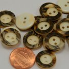 24 Cream With Brown Marblized Lip Plastic Buttons 5/8" 15MM # 6205