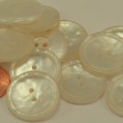 12 Pearlized Dusty Cream Off-white Plastic Buttons 7/8" 23MM # 6173
