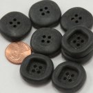 8 Matte Square Concave Black Sew-through Buttons 7/8" 23mm # 7096