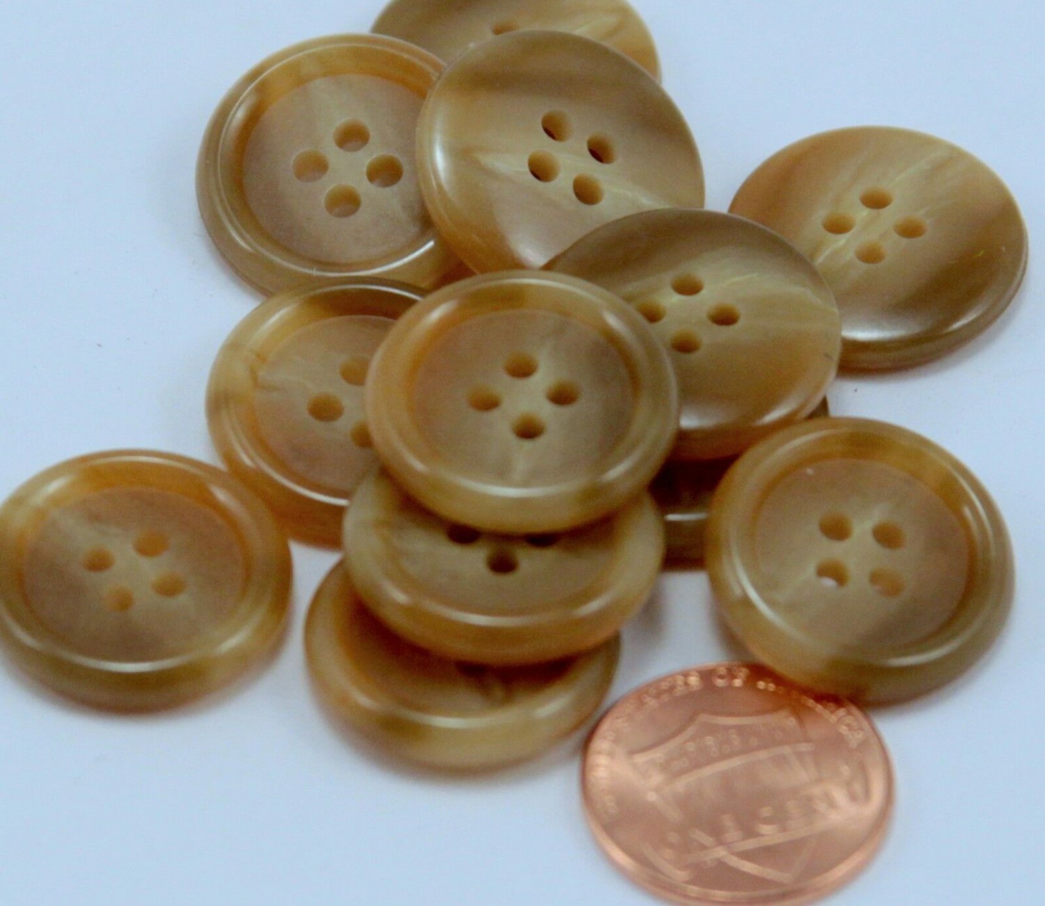 12 Shiny Light Brown Camel Beige Swirl Plastic Buttons 3/4" 19MM # 6170