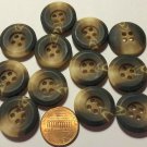 Lot of 12 Dark Brown Tan Beige Swirl Plastic Buttons 13/16" 20mm # 7111