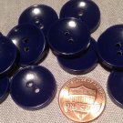 12 Deep Blue Concave Plastic Sew-through Buttons 3/4" 19mm # 7599