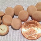 12 Tan Fabric Covered Slightly Domed Plastic Shank Buttons 3/8" 10mm # 7854