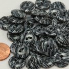 24 Shiny Black & White Marblized Plastic Sew-through Buttons 5/8" 15.5mm # 7067