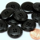 12 Shiny Black Leather Look Domed Plastic Coat Buttons 7/8" 23MM # 6232