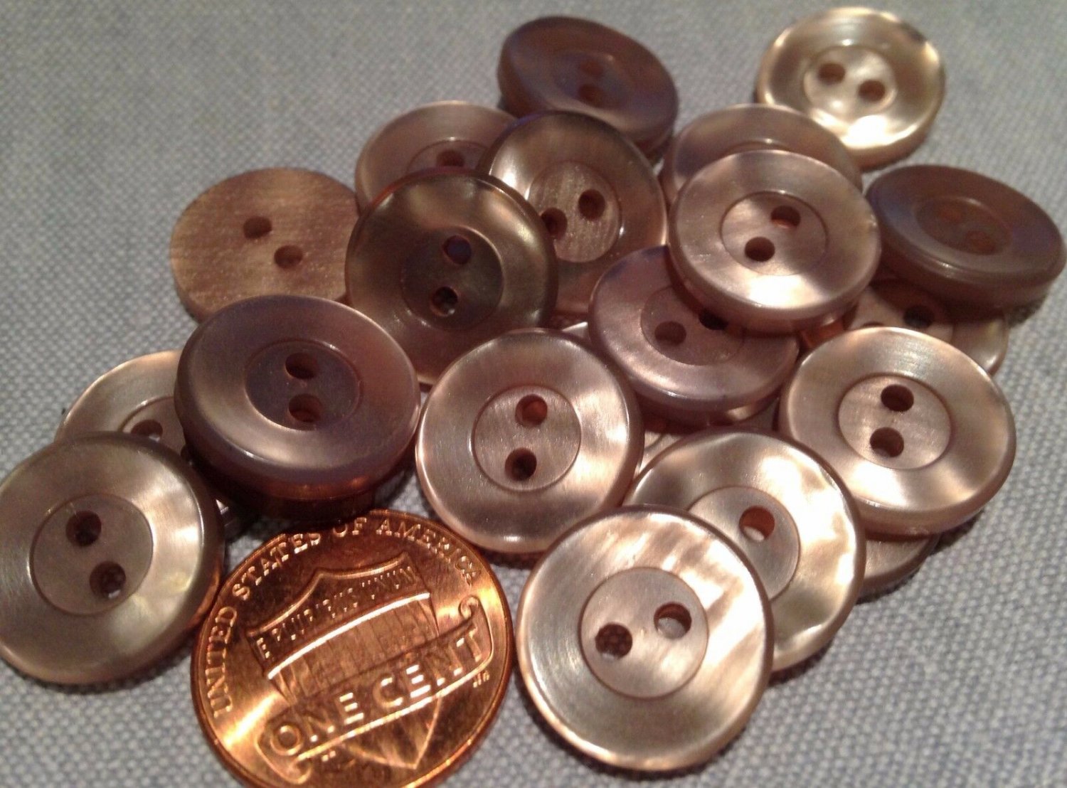 24 Tan Pearlized Plastic Sew-through Buttons Just Over 9/16" 15mm # 7736