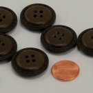 Lot of 8 Large Brown Plastic Coat Buttons 1" 25mm # 6490