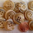 Lot of 12 Tan Cream Beige Black Swirl Plastic Buttons Almost 7/8" 21.5mm # 7110
