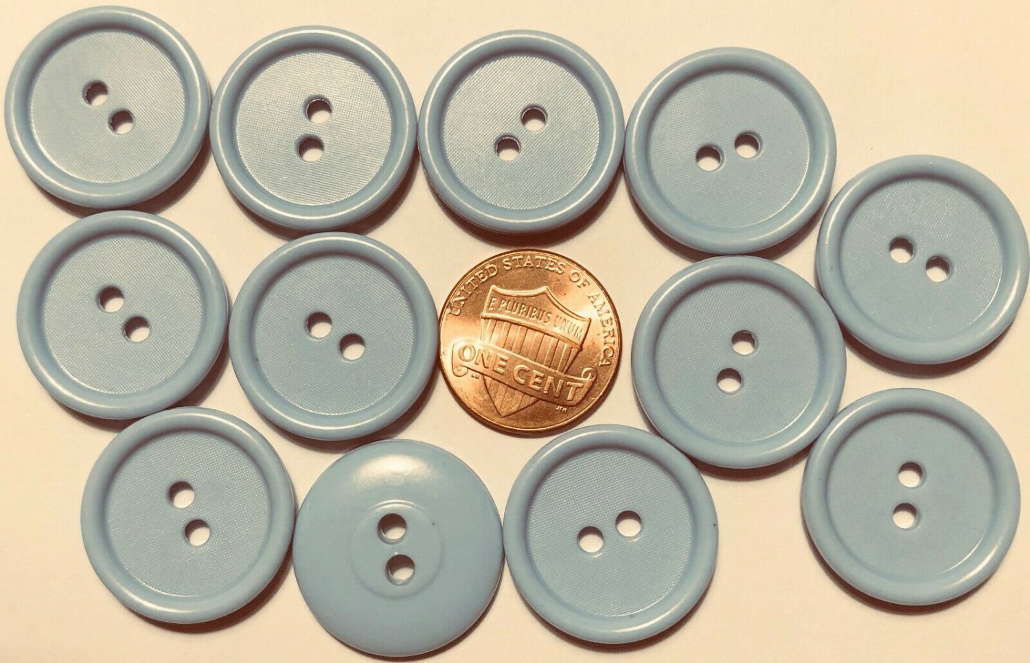 12 Powder Dusty Muted Blue Plastic Sew-through 2-hole Buttons 13/16" 21mm 10188